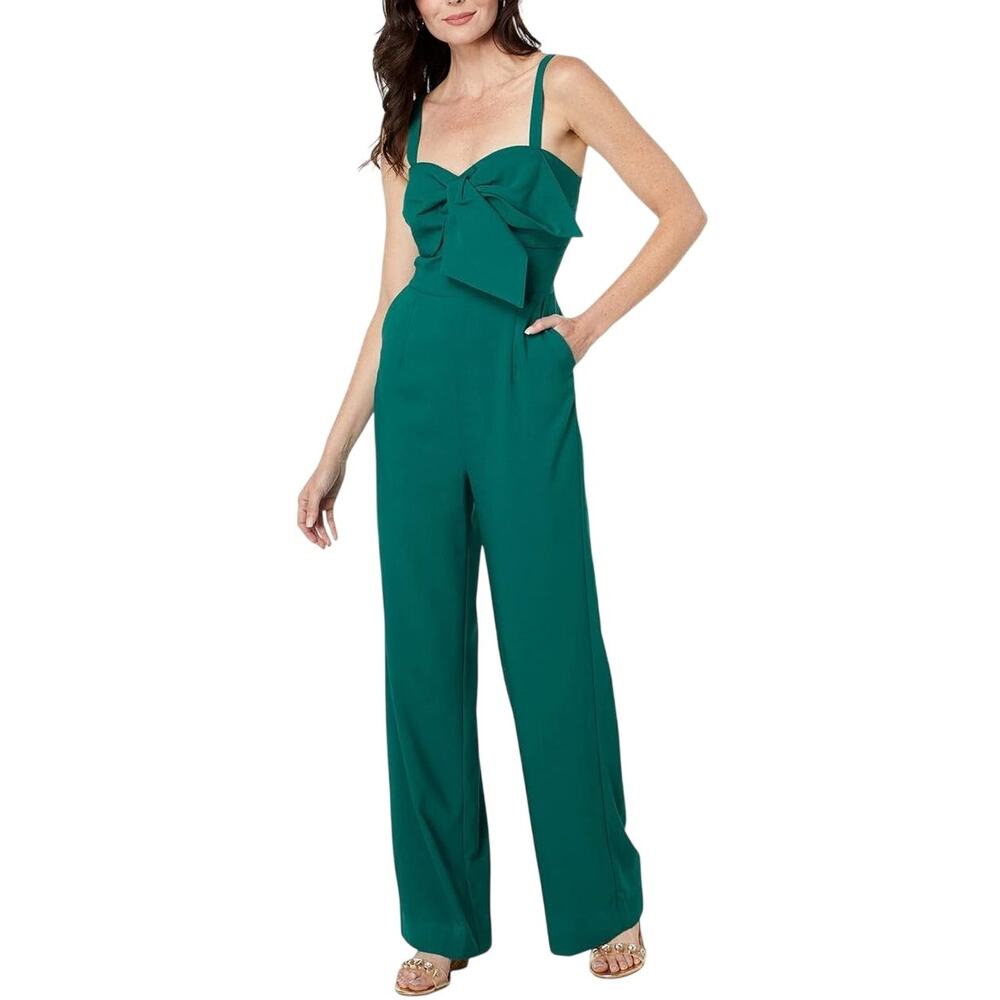 Lilly Pulitzer Kavia Hosta Green Bow Detail Sleeveless Sweetheart Neck Jumpsuit